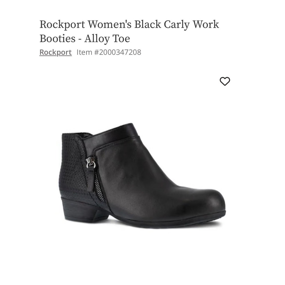NWOB Rockport Women's Black Carly Work Booties - Alloy Toe Perfect! 9